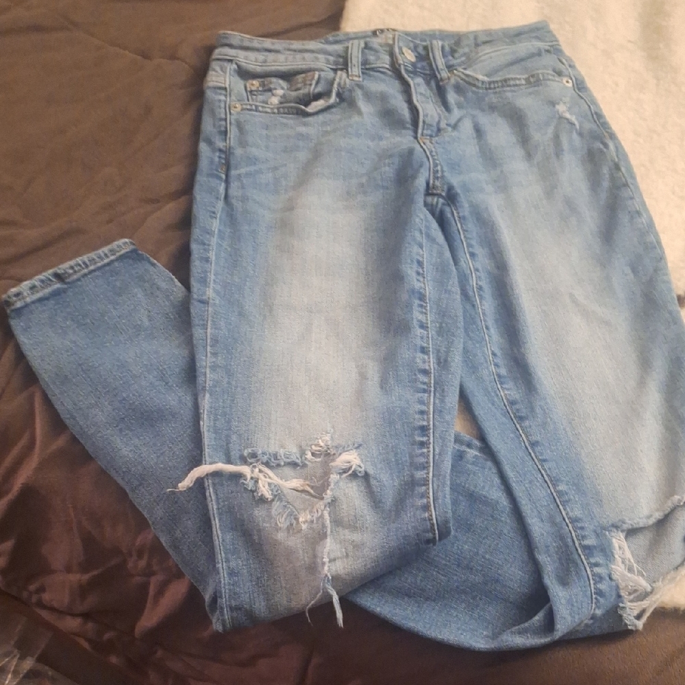 GAP Light Blue Distressed Curvy True Skinny Jeans Size 26R